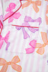 Striped Bow Print Contrast Piping Trim Pajama Set