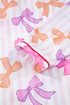 Striped Bow Print Contrast Piping Trim Pajama Set