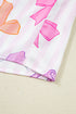 Striped Bow Print Contrast Piping Trim Pajama Set