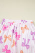 Striped Bow Print Contrast Piping Trim Pajama Set