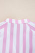 Striped Bracelet Sleeve Button Detail H-Line Mini Dress