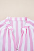 Striped Bracelet Sleeve Button Detail H-Line Mini Dress