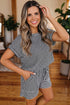 Striped Breathable Textured Knit Matching Short Set