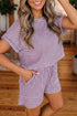 Striped Breathable Textured Knit Matching Short Set