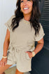 Striped Breathable Textured Knit Matching Short Set