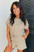 Striped Breathable Textured Knit Matching Short Set