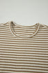 Striped Breathable Textured Knit Matching Short Set