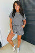 Striped Breathable Textured Knit Matching Short Set