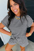 Striped Breathable Textured Knit Matching Short Set
