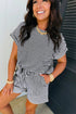 Striped Breathable Textured Knit Matching Short Set