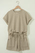 Striped Breathable Textured Knit Matching Short Set
