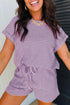 Striped Breathable Textured Knit Matching Short Set