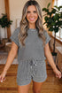 Striped Breathable Textured Knit Matching Short Set