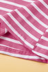 Striped Butterfly Sleeve V Neck Bow Back Cotton Top