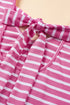 Striped Butterfly Sleeve V Neck Bow Back Cotton Top