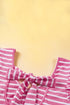 Striped Butterfly Sleeve V Neck Bow Back Cotton Top