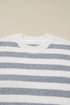 Striped Button Accent Oversized Ribbed Tunic Sweater