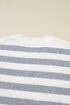 Striped Button Accent Oversized Ribbed Tunic Sweater