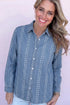 Striped Button Down Long Sleeve Denim Shirt