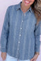Striped Button Down Long Sleeve Denim Shirt