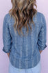Striped Button Down Long Sleeve Denim Shirt