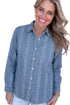 Striped Button Down Long Sleeve Denim Shirt