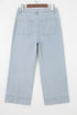 Striped Button Flap Pocket Cuffed Hem Wide Leg Jeans