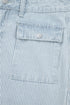 Striped Button Flap Pocket Cuffed Hem Wide Leg Jeans