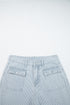 Striped Button Flap Pocket Cuffed Hem Wide Leg Jeans