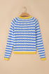 Striped Button Front Long Sleeve Loose Fit Knit Cardigan
