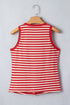 Striped Button Front Ribbed Knit Tank Top