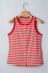 Striped Button Front Ribbed Knit Tank Top
