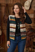 Striped Button Front Sleeveless Knit Regular Fit Sweater Vest