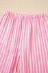 Striped Button Front Textured Long Sleeve Pajama Set