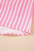 Striped Button Front Textured Long Sleeve Pajama Set