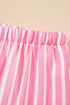 Striped Button Front Textured Long Sleeve Pajama Set