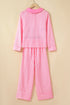 Striped Button Front Textured Long Sleeve Pajama Set