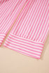 Striped Button Front Textured Long Sleeve Pajama Set