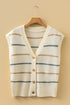 Striped Button Front V Neck Knit Sweater Vest