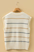 Striped Button Front V Neck Knit Sweater Vest