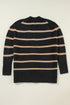 Striped Button Front V Neck Soft Knit Cardigan