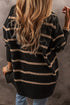 Striped Button Front V Neck Soft Knit Cardigan