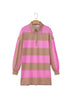 Striped Button Long Sleeve Shift T Shirt Dress