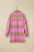 Striped Button Long Sleeve Shift T Shirt Dress