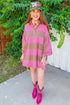 Striped Button Long Sleeve Shift T Shirt Dress