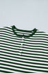 Striped Button Placket Drop Shoulder Long Sleeve Sweater