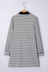 Striped Buttoned Front Collared Long Sleeve Pocket Mini Dress