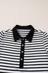 Striped Buttoned Front Collared Long Sleeve Pocket Mini Dress