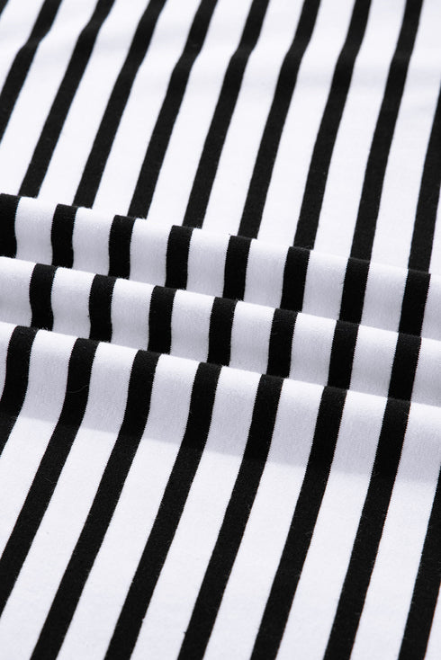 Striped Buttoned Front Collared Long Sleeve Pocket Mini Dress
