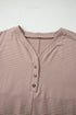 Striped Buttoned V Neck High Low Side Slit Shirt
